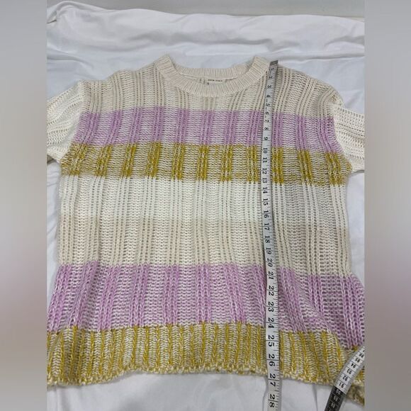Mains Strip long sleeve pastel colors striped sweater size Large - Picture 7 of 8